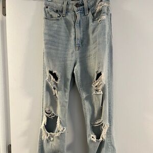 Abercrombie Zoe Natural High Rise Ankle Straight Jeans